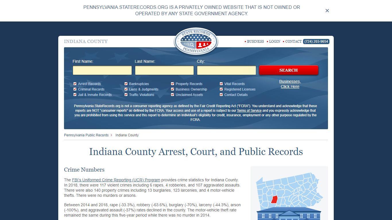 Indiana County Arrest, Court, and Public Records