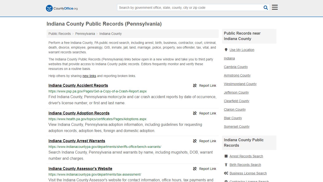 Indiana County Public Records (Pennsylvania) - County Office